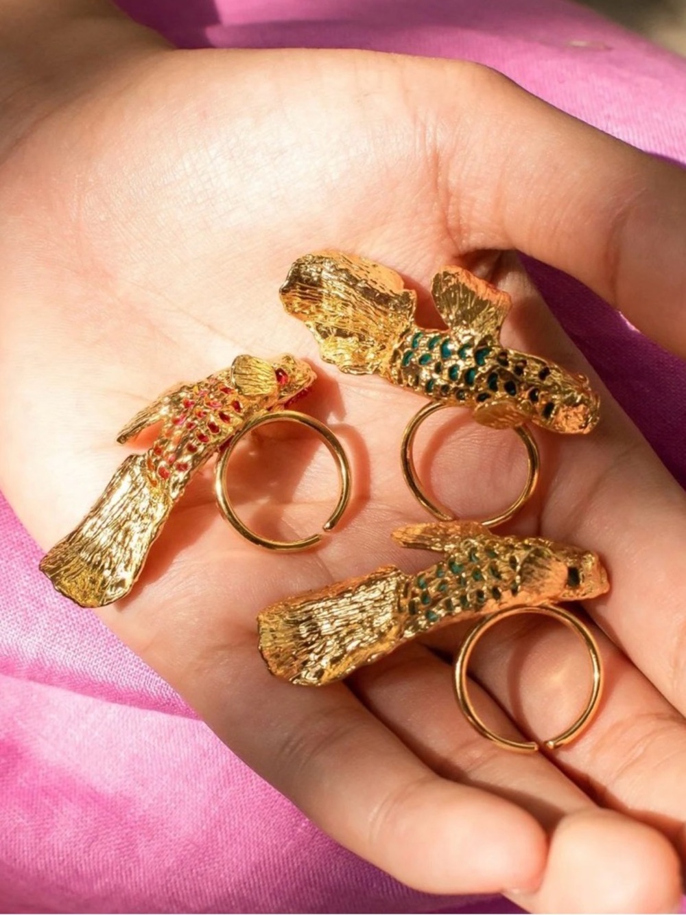 24k Gold-plated Fish-Shaped Cocktail Ring
